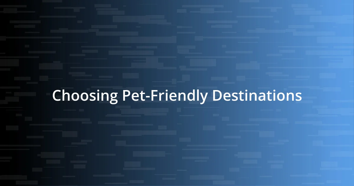 Choosing Pet-Friendly Destinations