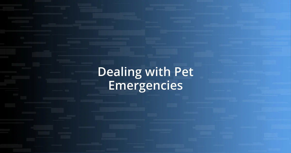 Dealing with Pet Emergencies